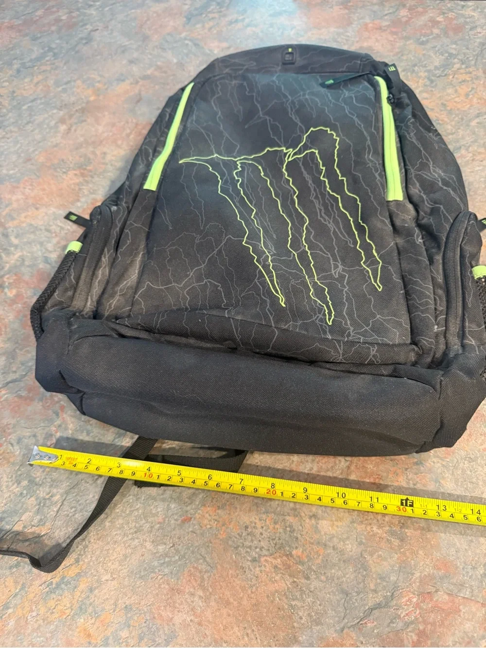 Black monster energy Backpack with Neon Green Accents #monsterenergy #skater